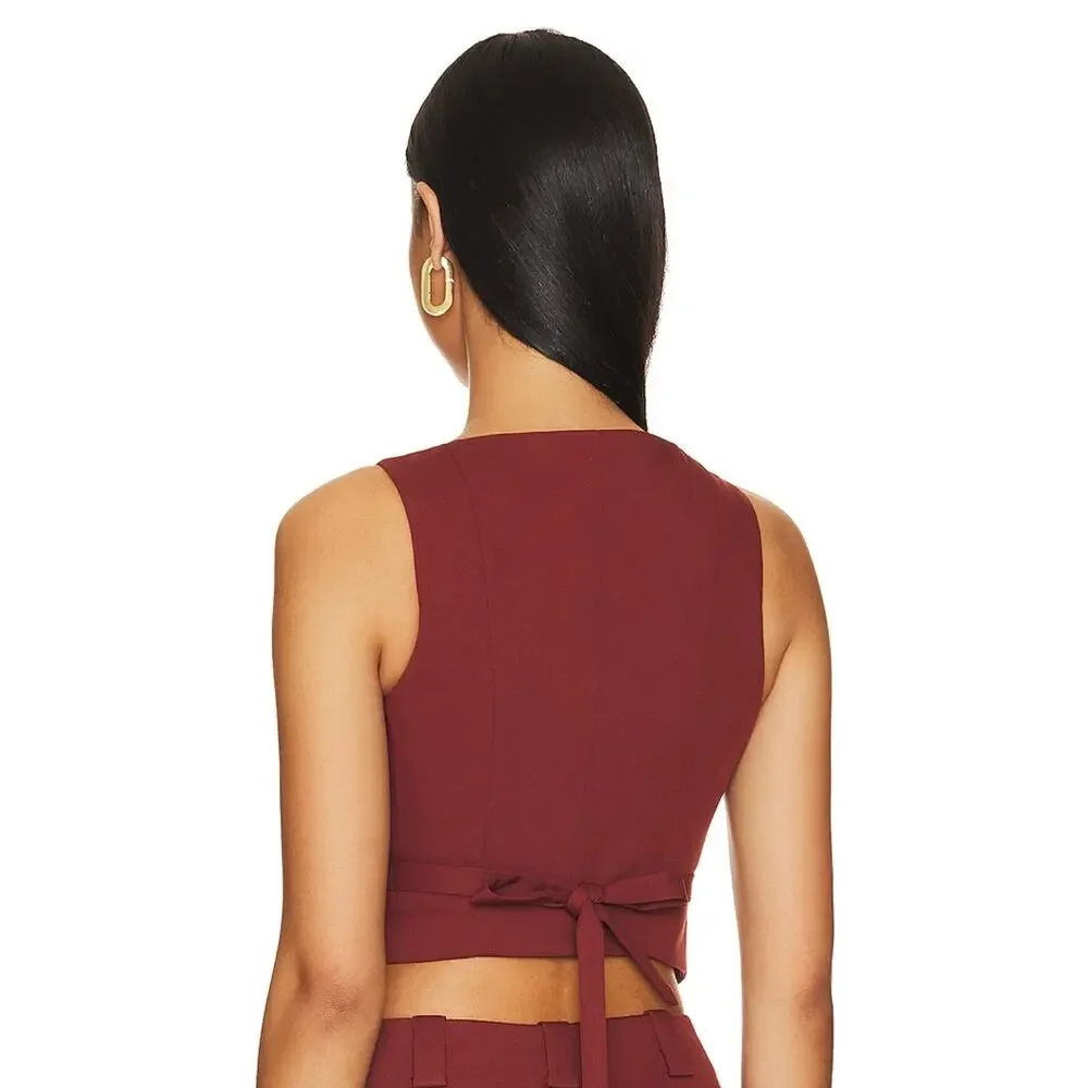 LPA x REVOLVE | Baldwin Vest Henna Rust Button Front Pockets Size Small